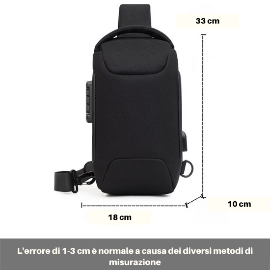 Borsa a tracolla antifurto con ricarica