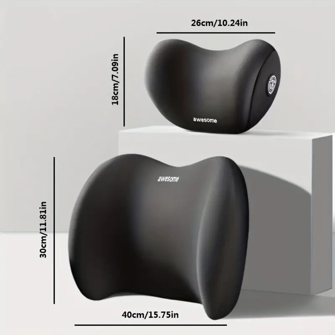 Set di cuscini ergonomici per testa e schiena per auto non deformabili.