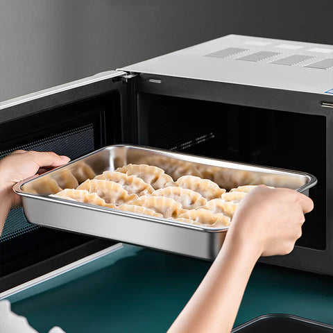 Contenitore per alimenti antibatterico in acciaio inox 304 con coperchio sottovuoto (22,5 x 15 x 6cm)
