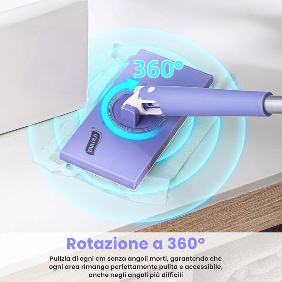 Mop con Cambio del Panno, Design del Manico a Spinta-Tiro con Asciugamano Monouso (LTT)