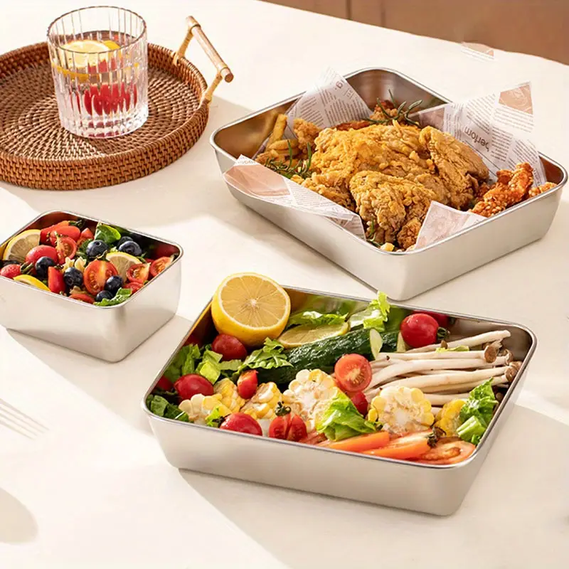 Scatola per la conservazione degli alimenti in acciaio inossidabile S304 (25*20*6cm)