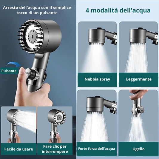 🔥 Soffione doccia 4 in 1 con massaggiante tedesco ad alta pressione con filtro dell'acqua.