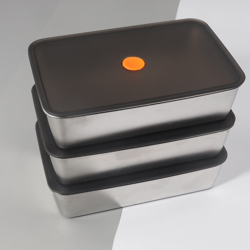 Contenitore per alimenti antibatterico in acciaio inox 304 con coperchio sottovuoto (22,5 x 15 x 6cm)