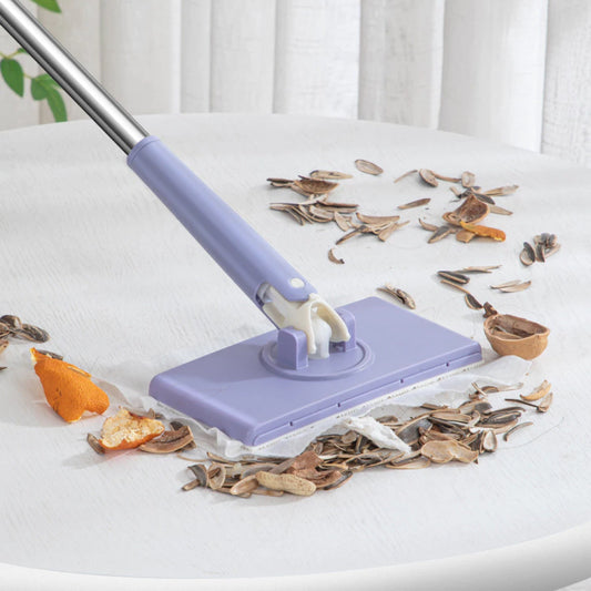 Mini Mop con Cambio del Panno, Design del Manico a Spinta-Tiro con Asciugamano Monouso