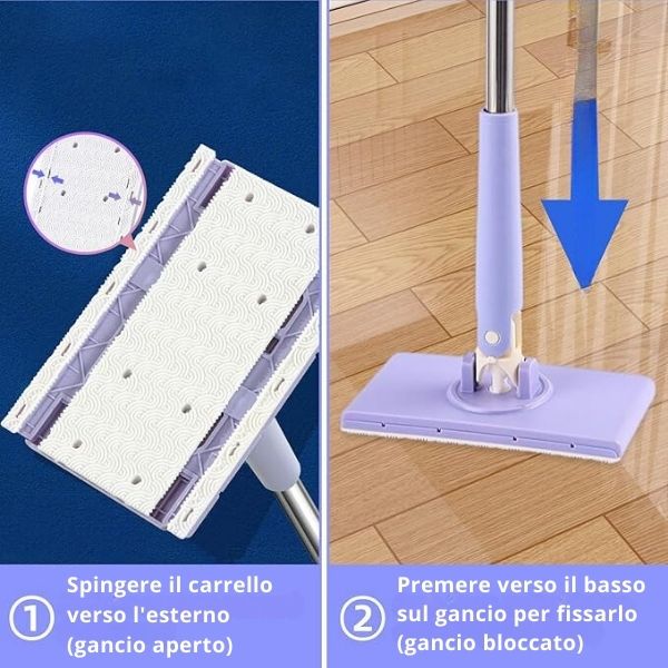 🌈 Mini Mop con Cambio del Panno, Design del Manico a Spinta-Tiro con Asciugamano Monouso