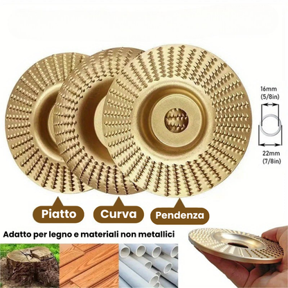 70% OFF | Set di 3 dischi da smerigliatura in acciaio al carbonio resistente per legno (Piatto - Curva - Pendenza)