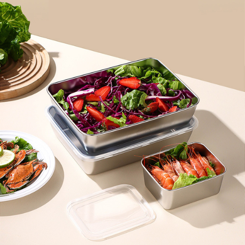 ⭐️ La scatola antibatterica in acciaio inossidabile 304 mantiene il cibo fresco a lungo (25*20*5.5cm)