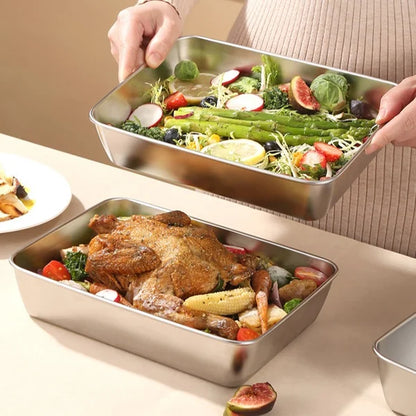 Vassoio per alimenti in acciaio inossidabile (22 x 15 x 6 cm) - CON COPERCHIO