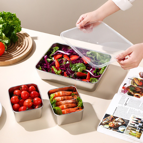 ⭐️ La scatola antibatterica in acciaio inossidabile 304 mantiene il cibo fresco a lungo (25*20*5.5cm)