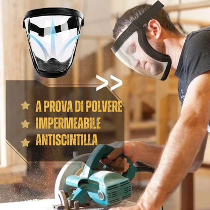 La visiera protegge il viso dalle polveri sottili e dalla nebbia, protezione completa ✓