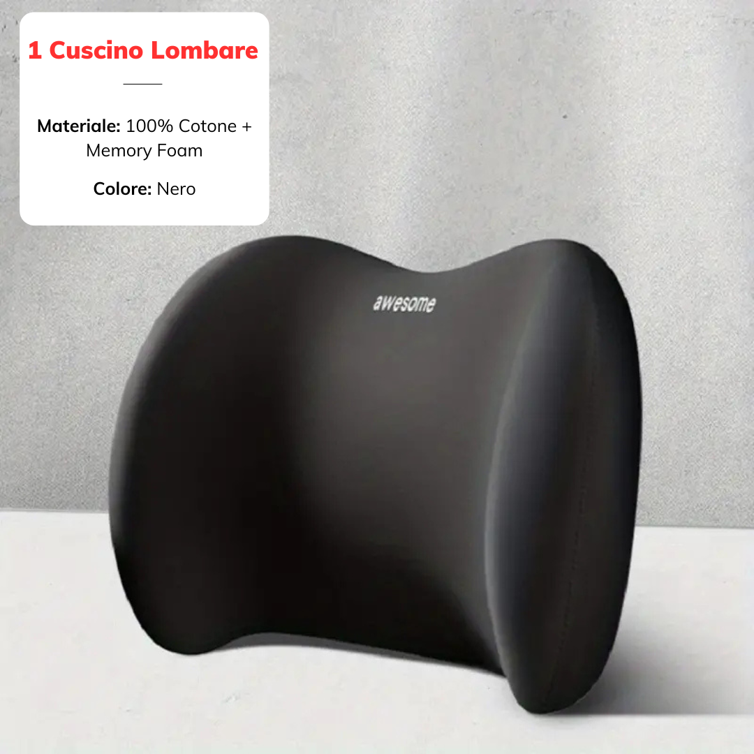 Set di cuscini ergonomici per testa e schiena per auto non deformabili.