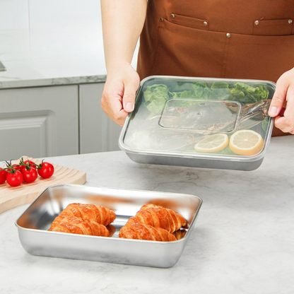 Scatola per la conservazione degli alimenti in acciaio inossidabile S304 (25*20*6cm)