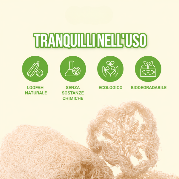 Panno multiuso in fibra di luffa. Super assorbente, separa il grasso, ideale per pulire la cucina, i tavoli e tutte le superfici.
