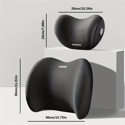 Set di cuscini ergonomici per testa e schiena per auto non deformabili.