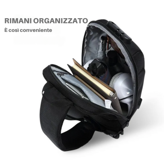 Borsa a tracolla antifurto con ricarica