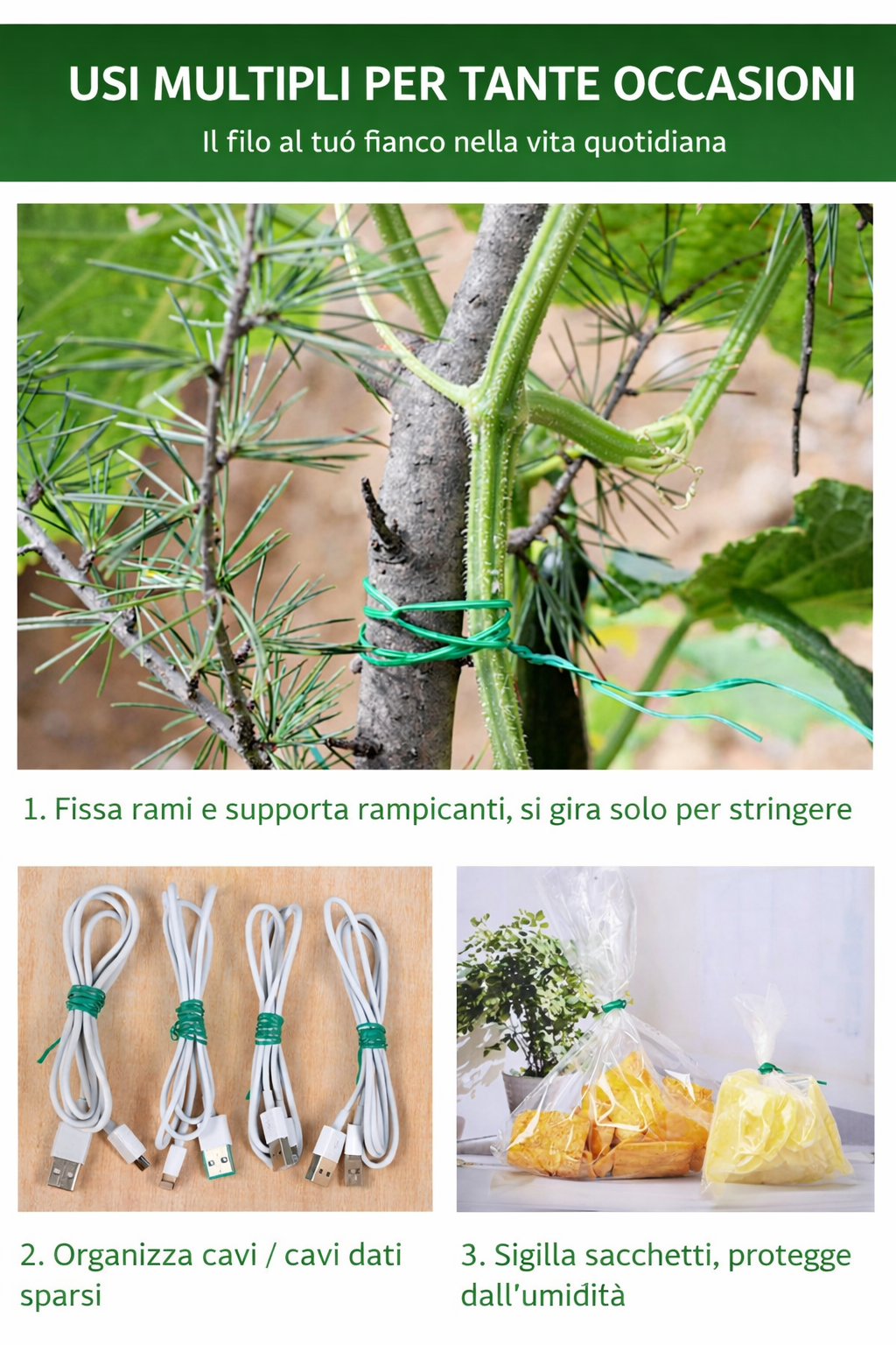 Filo Legatura Multifunzionale per Piante, Rampicanti e Organizzazione Oggetti