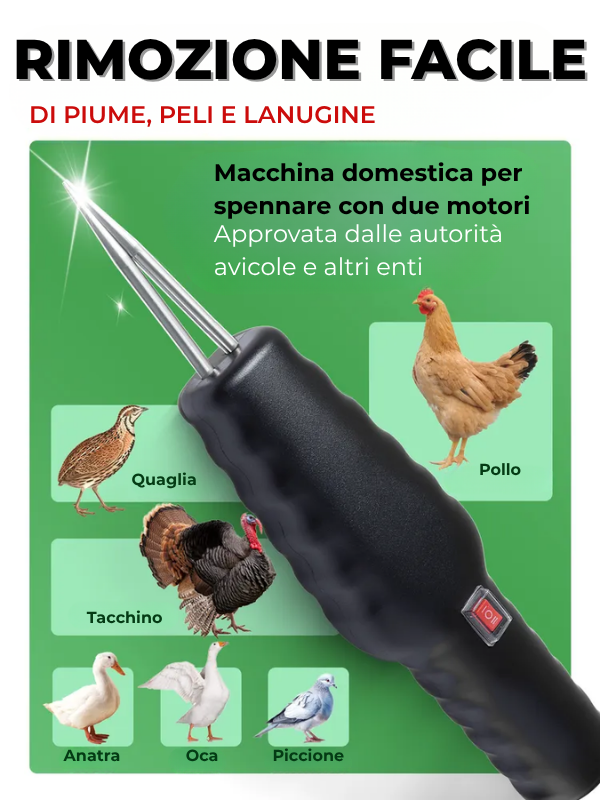 Spiumatrice Portatile E Manuale Per Pollame (230V)