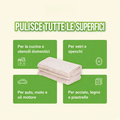 Panno multiuso in fibra di luffa. Super assorbente, separa il grasso, ideale per pulire la cucina, i tavoli e tutte le superfici.