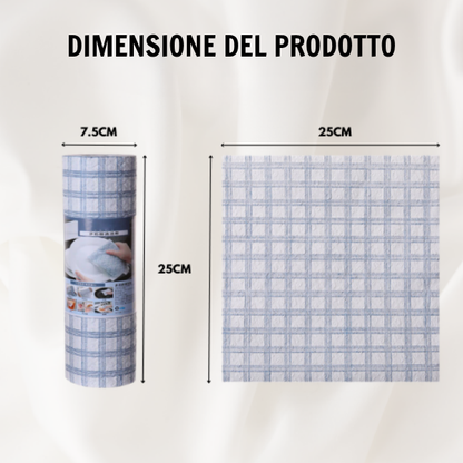 Panno da cucina in rotolo, non lascia pelucchi, non assorbe olio, panno speciale per cucina, per uso a secco e umido, panno multiuso