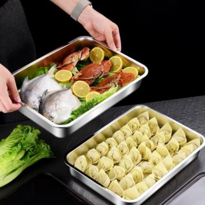 Contenitore per alimenti antibatterico in acciaio inox 304 con coperchio sottovuoto (22,5 x 15 x 6cm)