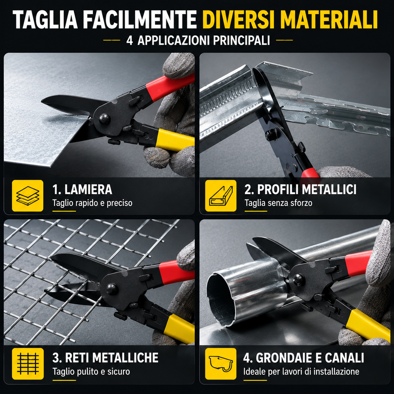 70% OFF |Cesoia Multiuso per Lamiera, Reti e Profili Metallici - Taglio Rapido e Preciso