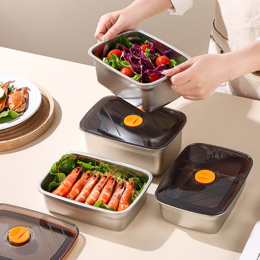 ⭐️ Set contenitori sottovuoto antibatterici in acciaio inox 316 (19*13,5*5,5 cm)