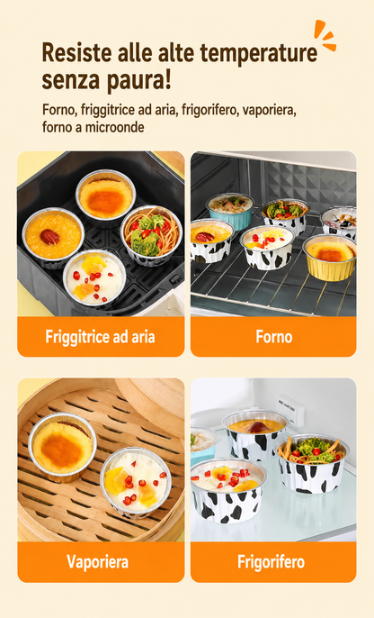 Combo da 50 Stampini in Alluminio Premium – Riutilizzabili, Ideali per Forno, Cottura al Vapore e Dolci Multifunzionali