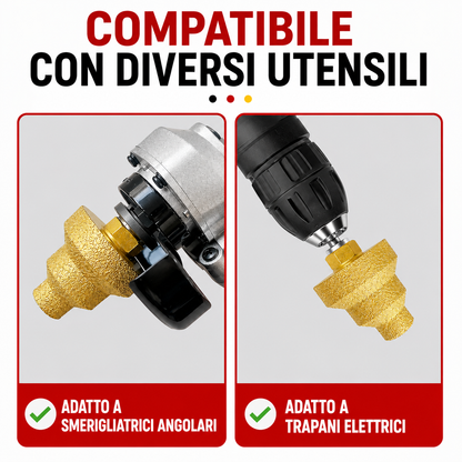 Punta Diamantata Allargafori e Smussatura a 3 Livelli 20-35-50mm (Accessori Inclusi)
