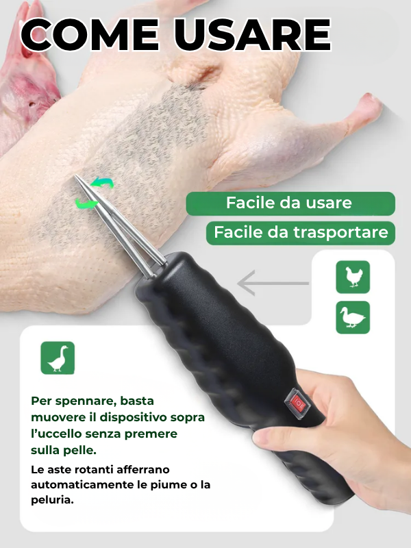 Spiumatrice Portatile E Manuale Per Pollame (230V)