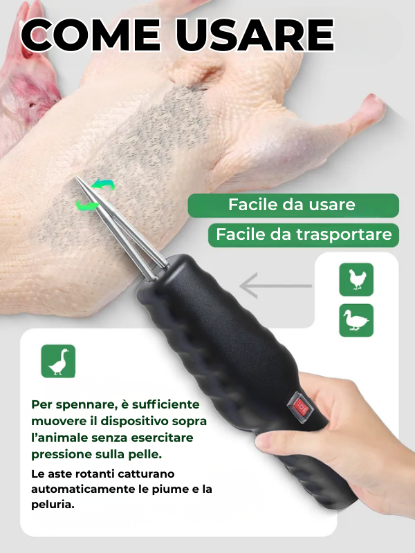 Macchina spiumatrice elettrica per polli, anatre e quaglie