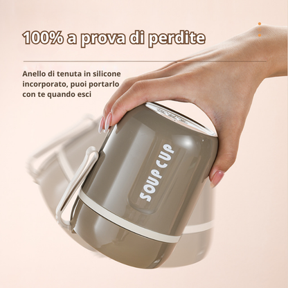 Contenitore per alimenti isolato in acciaio inossidabile da 500 ml con coperchio - Riutilizzabile, versatile per zuppe, stufati e altro
