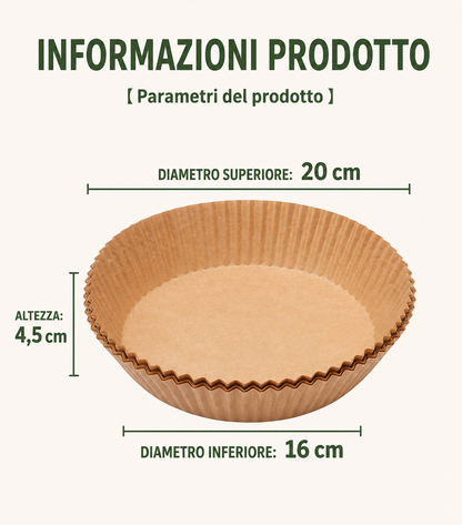 Set da 300 Fogli Antiaderenti Premium per Friggitrice ad Aria – Usa e Getta