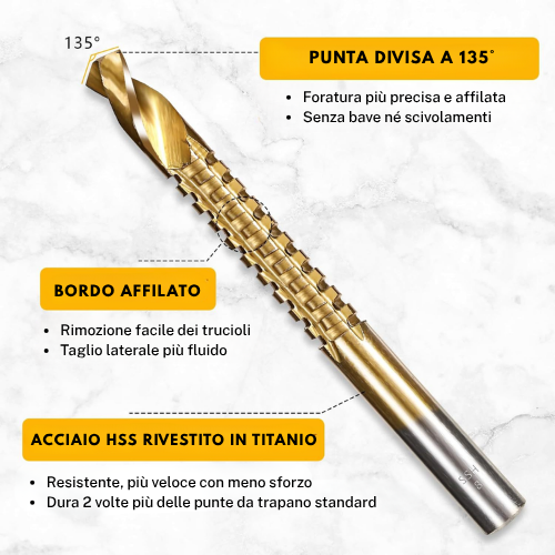 Set di 6 punte da trapano elicoidali multifunzione ✓