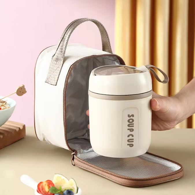 Contenitore per alimenti isolato in acciaio inossidabile da 500 ml con coperchio - Riutilizzabile, versatile per zuppe, stufati e altro
