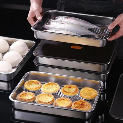 Contenitore per alimenti antibatterico in acciaio inox 304 con coperchio sottovuoto (22,5 x 15 x 6cm)