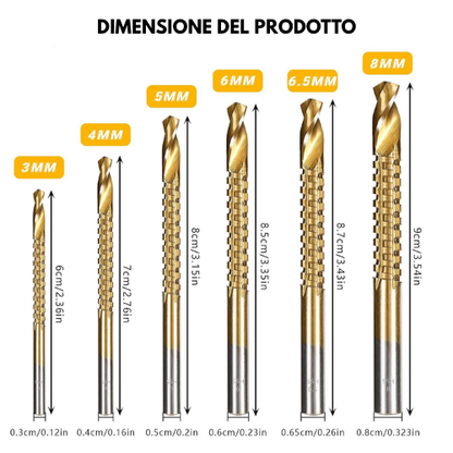 Set di 6 punte da trapano elicoidali multifunzione ✓