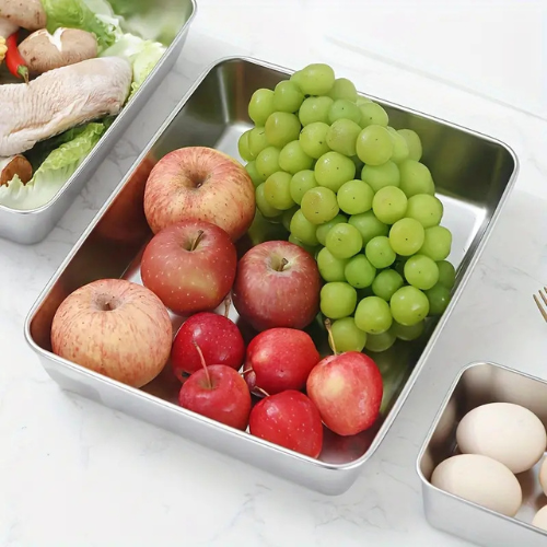 ⭐️ Scatola per la conservazione degli alimenti in acciaio inossidabile 304 (22 x 15 x 6 cm)