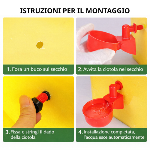 Abbeveratoio Automatico per Pollame – Per Polli, Anatre, Oche e Piccioni – Riempimento Automatico, Risparmio di Tempo e Fatica