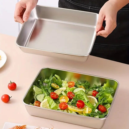 Vassoio per alimenti in acciaio inossidabile (22 x 15 x 6 cm) - CON COPERCHIO