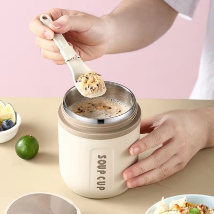 Contenitore per alimenti isolato in acciaio inossidabile da 500 ml con coperchio - Riutilizzabile, versatile per zuppe, stufati e altro