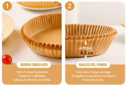 Set da 300 Fogli Antiaderenti Premium per Friggitrice ad Aria – Usa e Getta