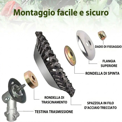 70% OFF | Lama per Tagliaerba in Filo d’Acciaio Super Resistente a 360° (Include Kit di Adattatori)
