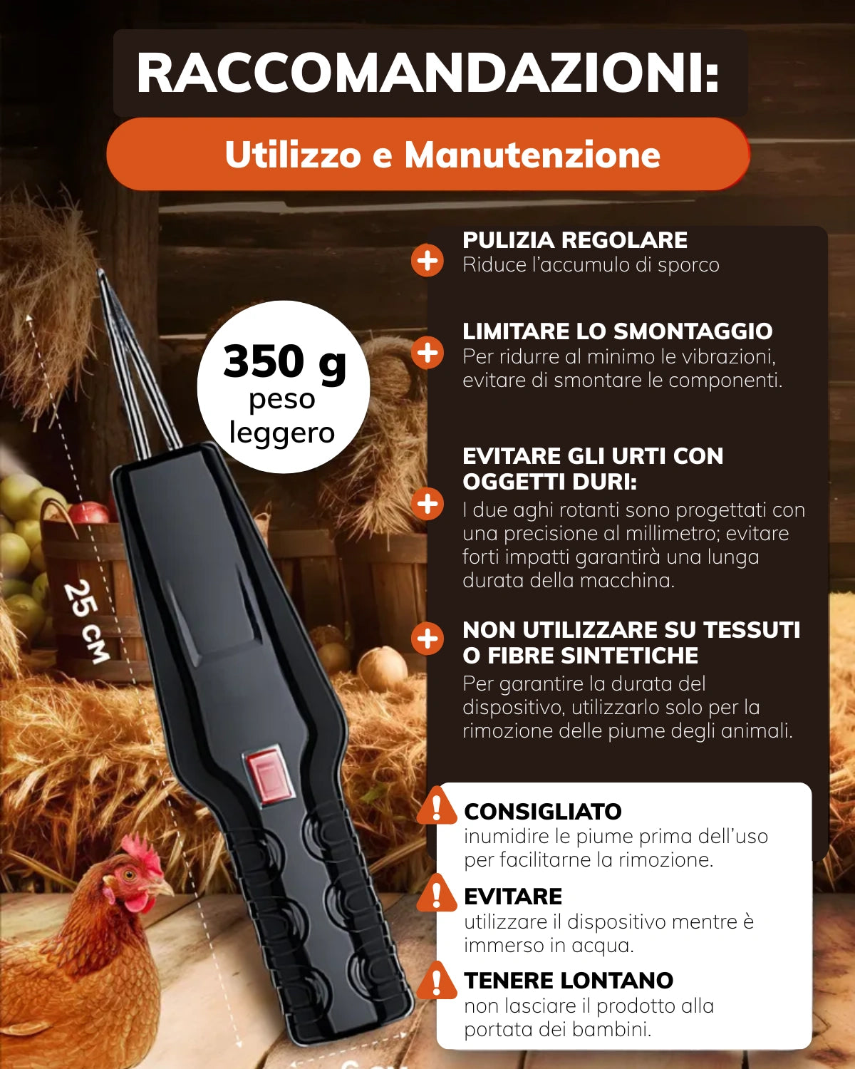 Spiumatrice Portatile E Manuale Per Pollame (230V)