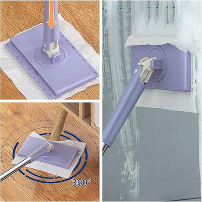 🌈 Mini Mop con Cambio del Panno, Design del Manico a Spinta-Tiro con Asciugamano Monouso