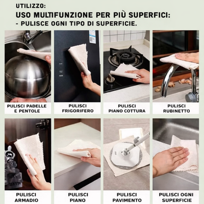 Panno multiuso in fibra di luffa. Super assorbente, separa il grasso, ideale per pulire la cucina, i tavoli e tutte le superfici.