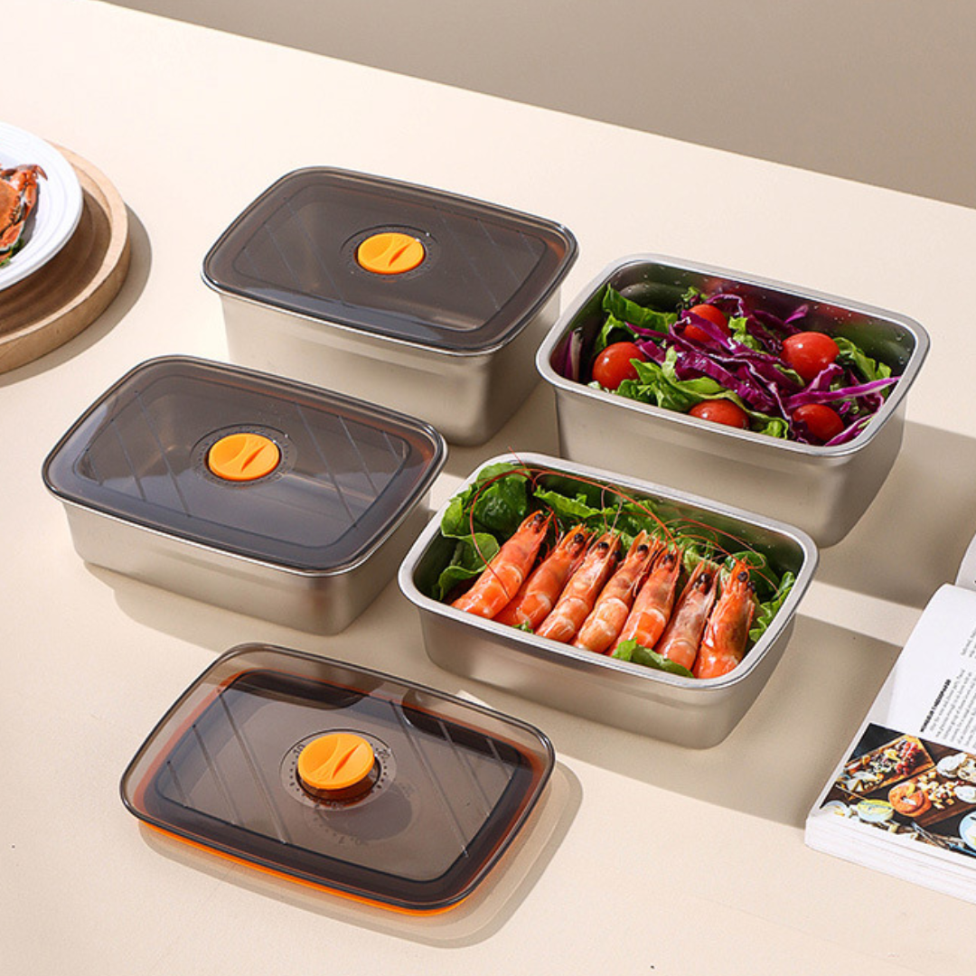 ⭐️ Set contenitori sottovuoto antibatterici in acciaio inox 316 (19*13,5*5,5 cm)