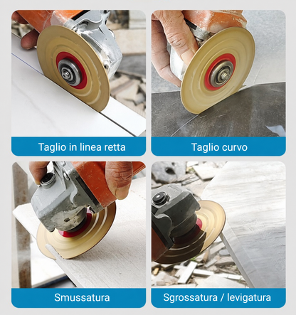 🔥 Disco Diamantato Multifunzione Premium 4 in 1 – Taglio, Sgrossatura, Smussatura e Levigatura