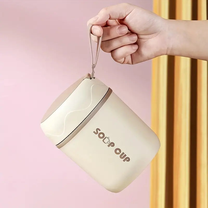 Contenitore per alimenti isolato in acciaio inossidabile da 500 ml con coperchio - Riutilizzabile, versatile per zuppe, stufati e altro