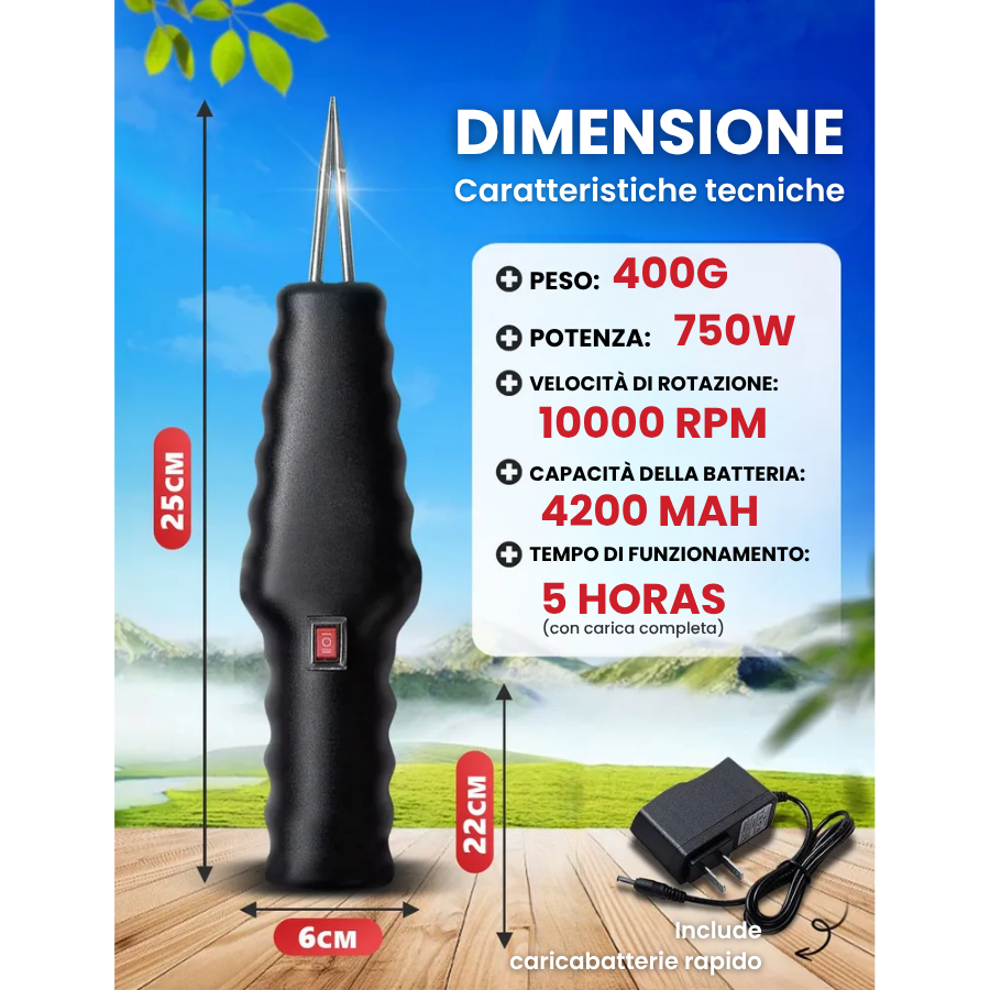 🇮🇹 Macchina per la rimozione delle piume di pollame ad alta potenza, portatile con caricatore rapido