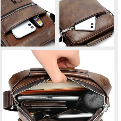 Borsa A Tracolla Da Uomo In Pelle Vintage.